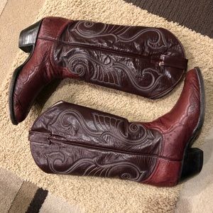 Larry Mahan oxblood ostrich cowboy boots size 8N